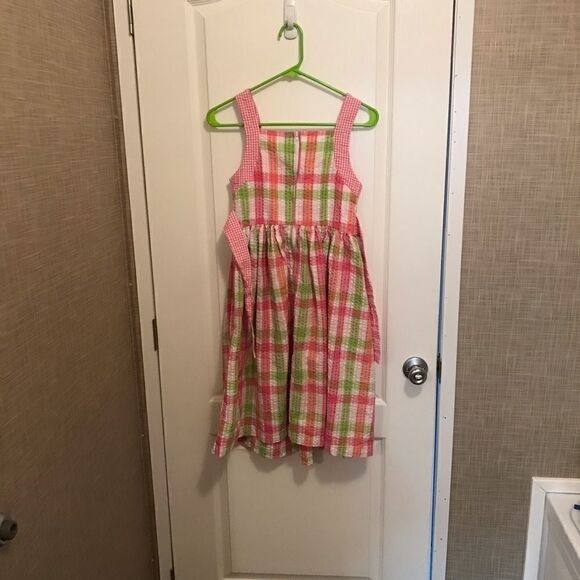 Bonnie Jean Pink Green Seersucker Dress Size 14 - Picture 11 of 12
